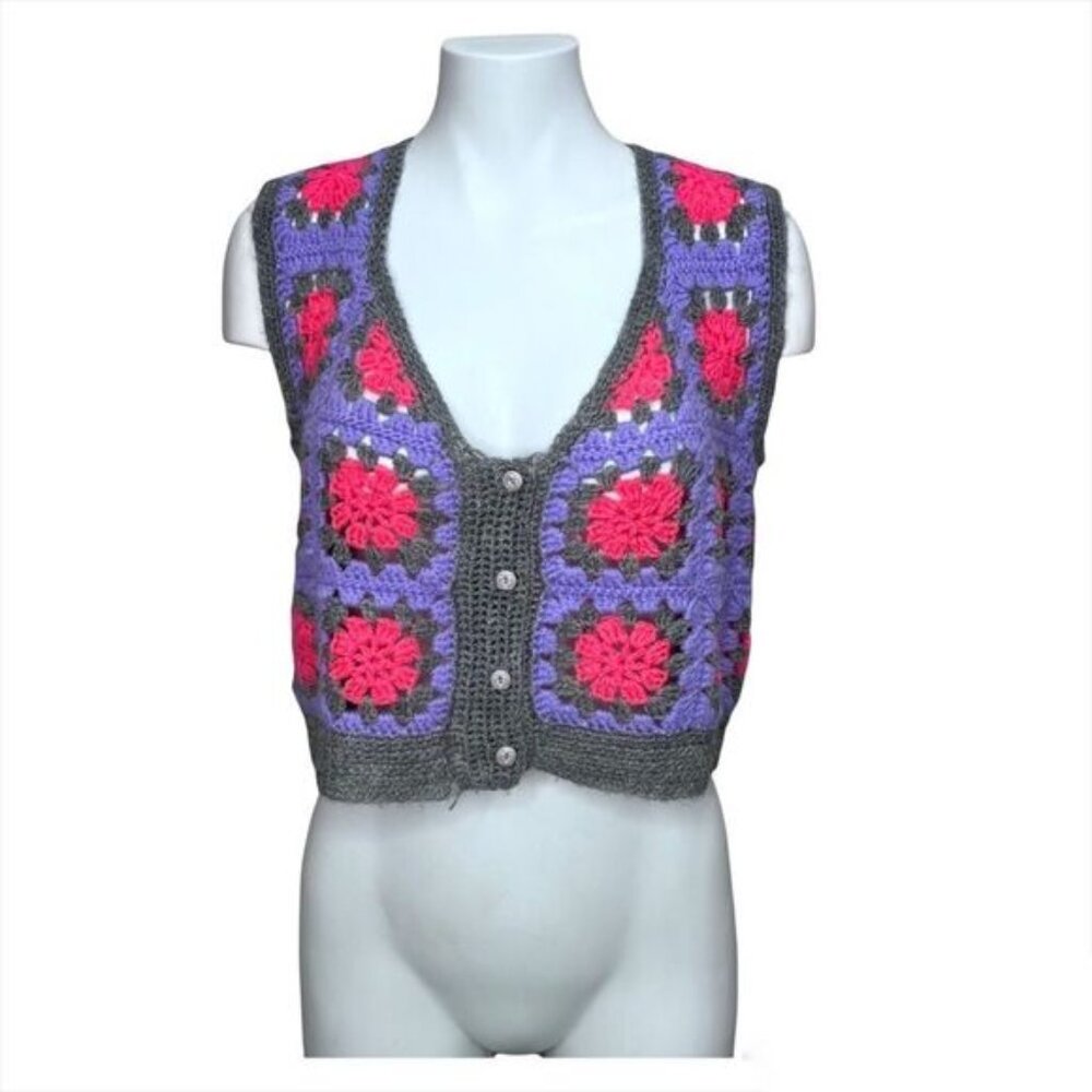 HANDMADE granny square pullover sweater vest